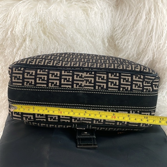 Fendi Semitracolla Piccola suede leather monogram shoulder bag purse AUTHENTIC - Picture 5 of 15